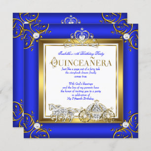 Princess Quinceanera 15e verjaardag Royal Blue Gol Kaart