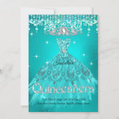 Princess Quinceanera 15th Birthday Blauwgroen Aqua Kaart (Voorkant)