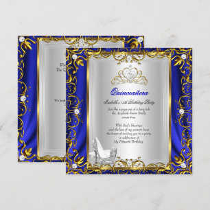 Princess Quinceanera 15th Birthday Blue Royal Kaart