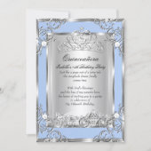 Princess Quinceanera 15th Birthday Blue Silver Kaart (Voorkant)