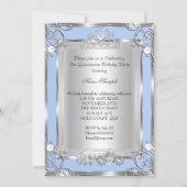 Princess Quinceanera 15th Birthday Blue Silver Kaart (Achterkant)