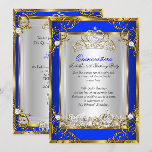 Princess Quinceanera 15th Birthday Royal Blue 2 Kaart