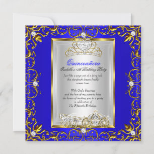 Princess Quinceanera 15th Birthday Royal Blue 2 Kaart