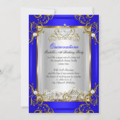 Princess Quinceanera 15th Birthday Royal Blue Kaart (Voorkant)