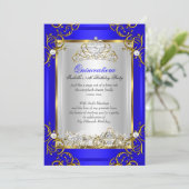 Princess Quinceanera 15th Birthday Royal Blue Kaart (Staand voorkant)