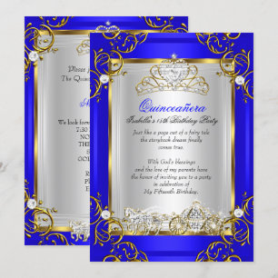 Princess Quinceanera 15th Birthday Royal Blue Kaart