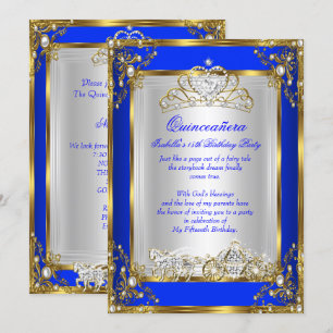 Princess Quinceanera 15th Birthday Royal Blue Kaart