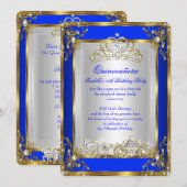 Princess Quinceanera 15th Birthday Royal Blue Kaart (Voorkant / Achterkant)