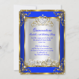 Princess Quinceanera 15th Birthday Royal Blue Kaart
