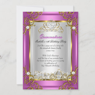 Princess Quinceanera 15th Birthday Royal Pink Kaart