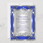 Princess Quinceanera 15th Party Deep Blue Silver Kaart (Voorkant)