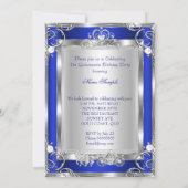 Princess Quinceanera 15th Party Deep Blue Silver Kaart (Achterkant)
