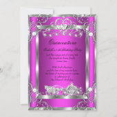 Princess Quinceanera 15th Party Pink Silver Kaart (Voorkant)