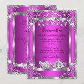 Princess Quinceanera 15th Party Pink Silver Kaart (Voorkant / Achterkant)