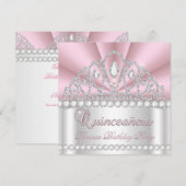 Princess Quinceanera 15th Pink White Diamond Gem Kaart (Voorkant / Achterkant)
