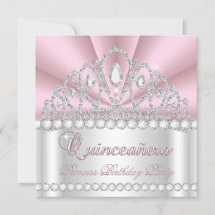 Princess Quinceanera 15th Pink White Diamond Gem Kaart