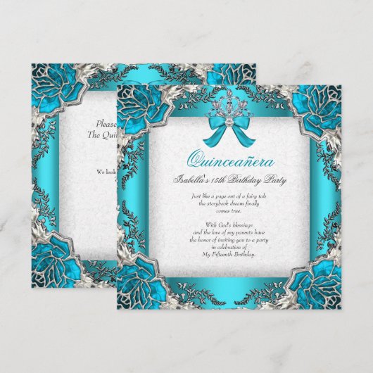 Princess Quinceanera Aqua Blauwgroen 15e verjaarda Kaart (Voorkant / Achterkant)