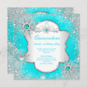 Princess Quinceanera Aqua Blauwgroen Winter Wonder Kaart (Voorkant / Achterkant)