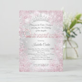 Princess Quinceanera Birthday Party Pink Silver Kaart (Staand voorkant)