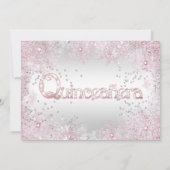 Princess Quinceanera Birthday Party Pink Silver Kaart (Achterkant)