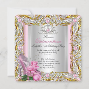 Princess Quinceanera Birthday Pink Rose Gold Kaart