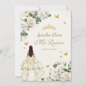 Princess Quinceañera Champagne Ivoor Rozen Jurk Save The Date (Achterkant)