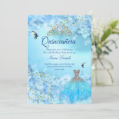 Princess Quinceanera cinderella blue-kleding Kaart (Staand voorkant)