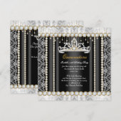 Princess Quinceanera Diamond Black White Kaart (Voorkant / Achterkant)