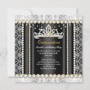 Princess Quinceanera Diamond Black White Kaart