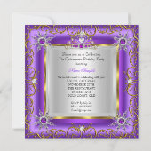 Princess Quinceanera Elite Gold Silver Paars Kaart (Achterkant)