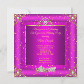 Princess Quinceanera Elite Magenta Gold Sparkle Kaart (Achterkant)