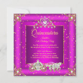 Princess Quinceanera Elite Magenta Gold Sparkle Kaart (Voorkant)