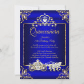 Princess Quinceanera Elite Royal Blue Gold Kaart (Voorkant)