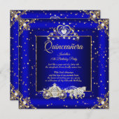 Princess Quinceanera Elite Royal Blue Sparkle Kaart (Voorkant / Achterkant)