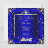Princess Quinceanera Elite Royal Blue Sparkle Kaart (Achterkant)
