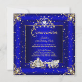 Princess Quinceanera Elite Royal Blue Sparkle Kaart (Voorkant)