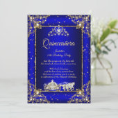 Princess Quinceanera Elite Royal Blue Sparkle Kaart (Staand voorkant)