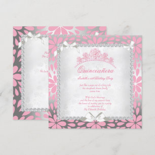 Princess Quinceanera  Floral Pink Birthday Kaart