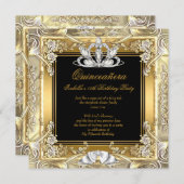 Princess Quinceanera Gold Black Silver Birthday Kaart (Voorkant / Achterkant)
