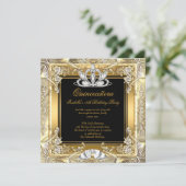Princess Quinceanera Gold Black Silver Birthday Kaart (Staand voorkant)