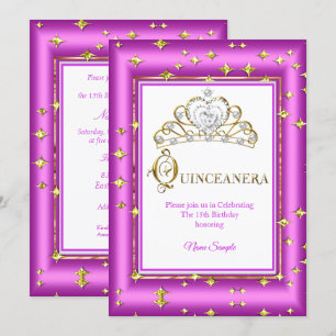 Princess Quinceanera Gold Paars Pink Birthday Kaart