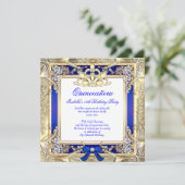 Princess Quinceanera Gold Royal Blue Silver White Kaart (Staand voorkant)