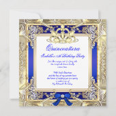 Princess Quinceanera Gold Royal Blue Silver White Kaart (Voorkant)