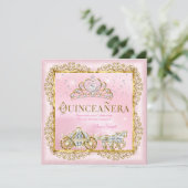 Princess Quinceañera magical Blush Pink Gold Kaart (Staand voorkant)