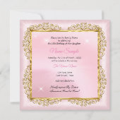 Princess Quinceañera magical Blush Pink Gold Kaart (Achterkant)