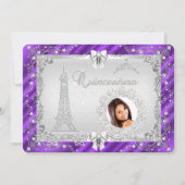 Princess Quinceanera Magical Paars Silver Photo Kaart (Voorkant)