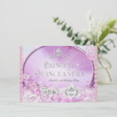 Princess Quinceanera Magical Pink Paars Silver 3 Kaart (Staand voorkant)
