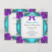 Princess Quinceanera Paars Blauwgroen 15e verjaard Kaart (Voorkant / Achterkant)