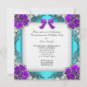 Princess Quinceanera Paars Blauwgroen 15e verjaard Kaart (Achterkant)