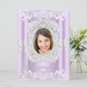 Princess Quinceanera Paars Lace Foto groot Kaart (Staand voorkant)